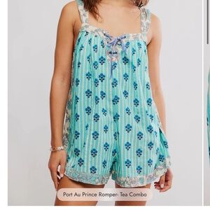 NWT!! Free People Port Au Prince Romper Tea Combo